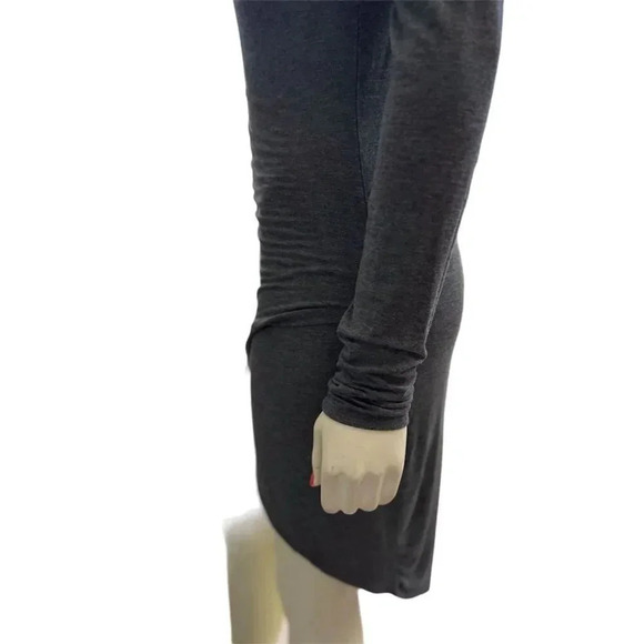 Blue blush Gray Long Sleeve Asymmetrical Hem Bodycon Midi Dress Size M - Picture 5 of 14